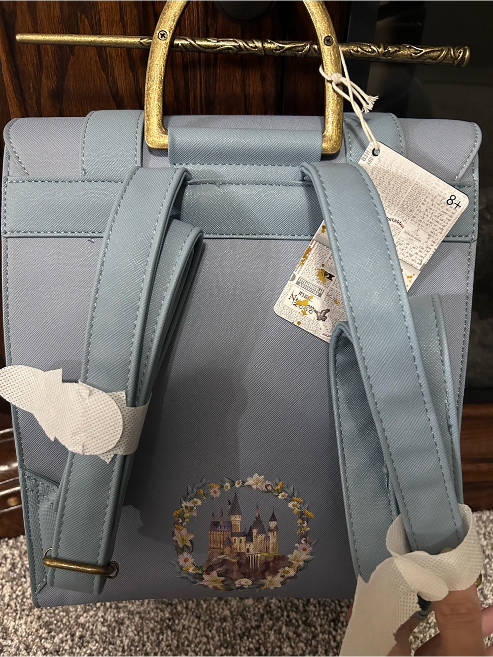 Loungefly Harry Potter Blue Floral Spellbook Backpack - Picture 2 of 4